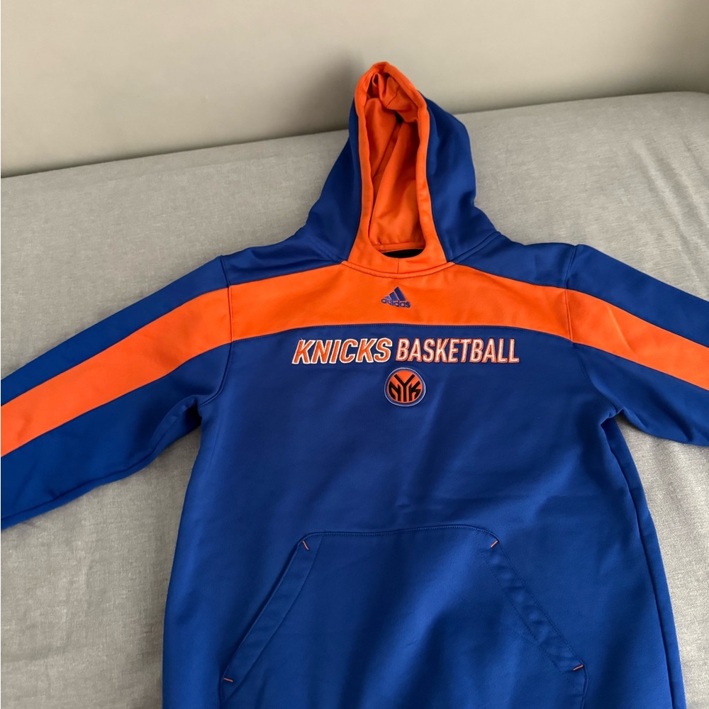 Adidas Blue and Orange Knicks Hoodie